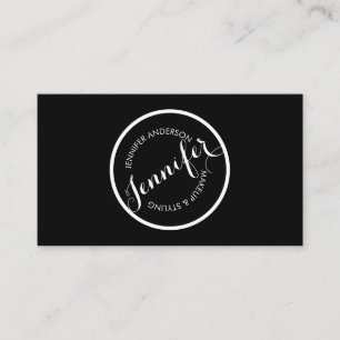 Black and White Vintage Circle Stamp Logo Business Card
