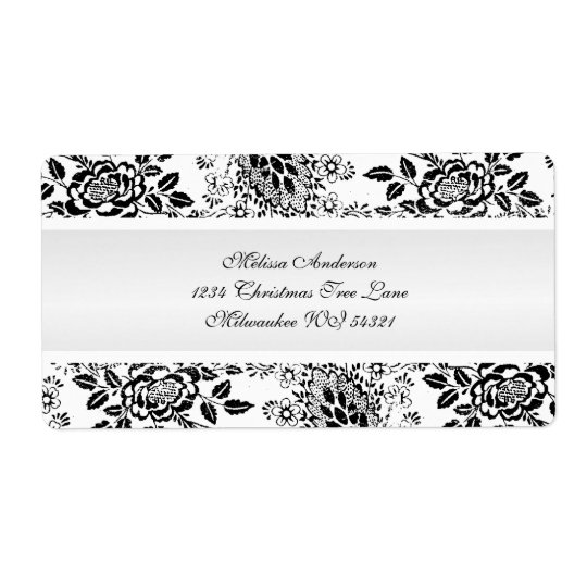 Black and White Vintage Damask Custom Shipping Label