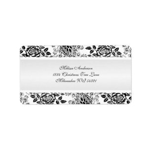 Black and White Vintage Damask Personalised Label