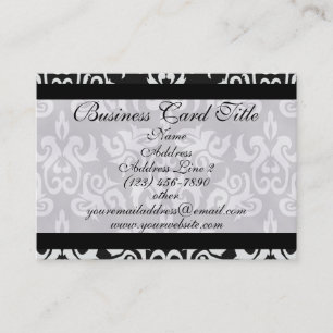 Black and White Vintage Damask Professional Busine Business Card