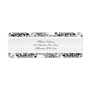 Black and White Vintage Damask Return Address Label