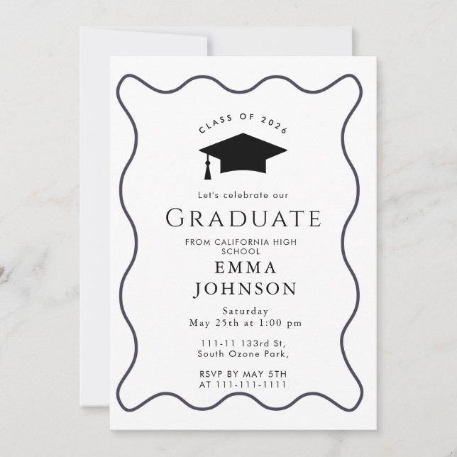 Black and White Vintage Elegant Graduation Party Invitation (Front)