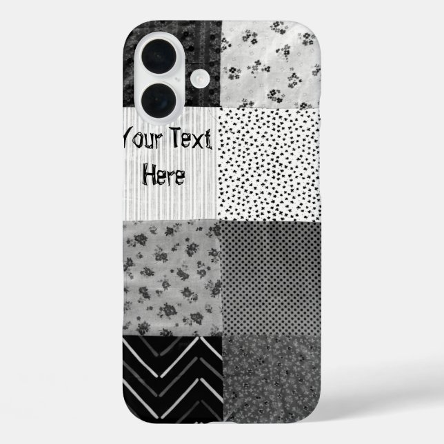 black and white vintage fabric patchwork Case-Mate iPhone case (Back)