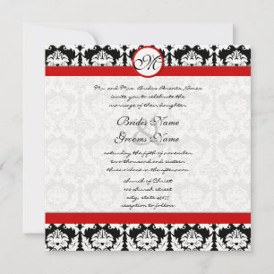 Black and White Vintage Floral Damask Wedding Invitation
