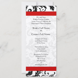 Black and White Vintage Floral Damask Wedding Invitation
