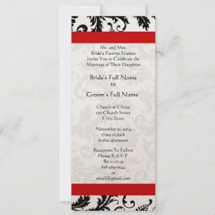 Black and White Vintage Floral Damask Wedding Invitation