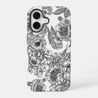 Black and White Vintage Floral Line Art Phone Case