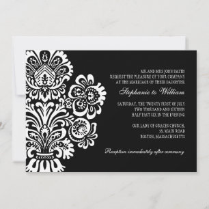 Black and White Vintage Floral Wedding Invitation