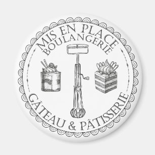 Black and White Vintage French Patisserie Bakery Magnet
