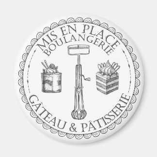 Black and White Vintage French Patisserie Bakery Magnet