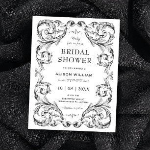 Black and white Vintage Gothic bridal shower Invitation