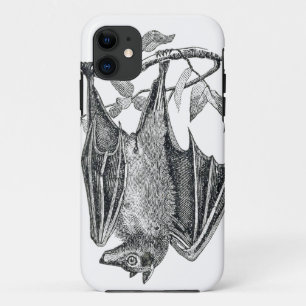 Black and White Vintage Hanging Bat iPhone Case