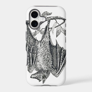 Black and White Vintage Hanging Bat iPhone Case