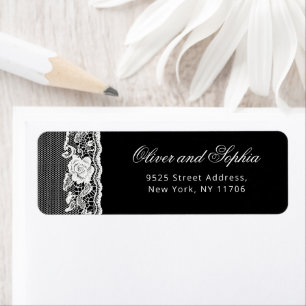 Black and White Vintage Lace Return Address Label
