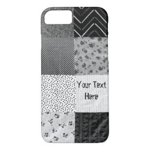 black and white vintage patchwork fabric pattern iPhone 8/7 case