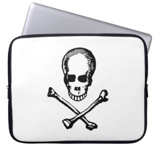 Black and White Vintage Skull and Crossbones Laptop Sleeve