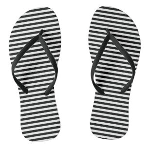 Black and White Vintage Thin Stripes Thongs