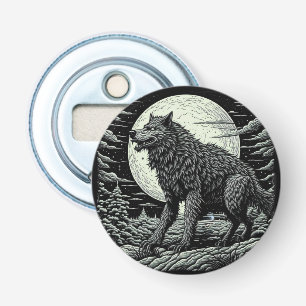 Black and white Vintage Werewolf Ai Art Bottle Opener