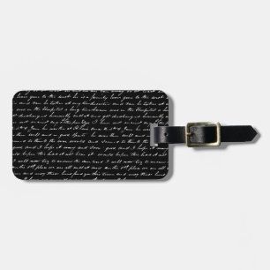 Black and White Vintage Writing Abstract Art Luggage Tag