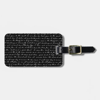 Black and White Vintage Writing Abstract Art Luggage Tag