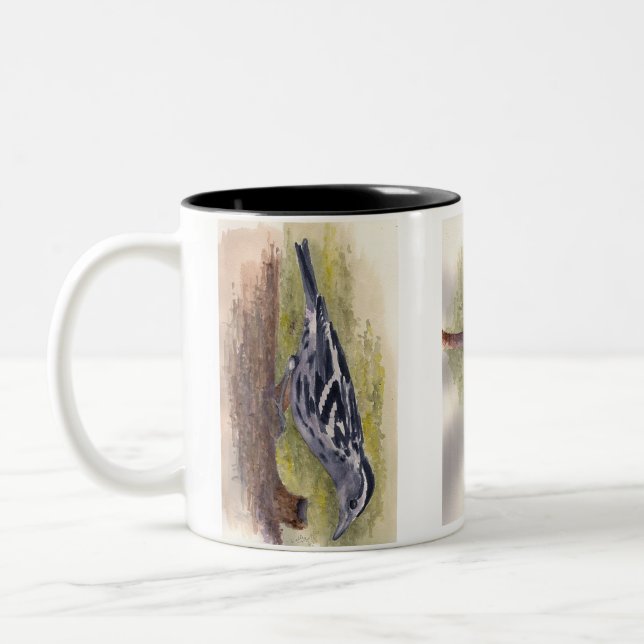 Black and White Warbler Coffee Mug (Left)