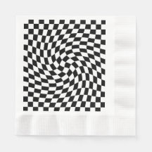 Black and White Warped Chequered Pattern