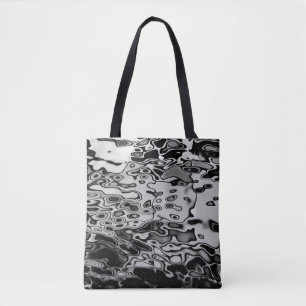 Black and White Water Abstract Pattern Tote Bag