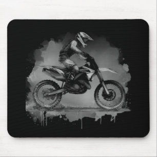 Black and White Water Colour Dirt Bike  Mouse Pad