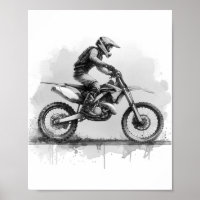Black and White Water Colour Dirt Bike