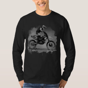 Black and White Water Colour Dirt Bike T-Shirt