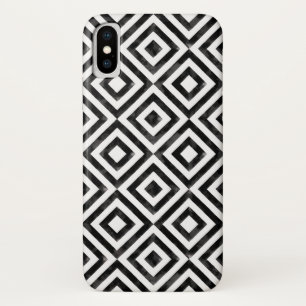 Black and White Watercolor Diamond Pattern iPhone X Case