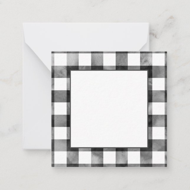 Black and White Watercolor Plaid Card (Front)