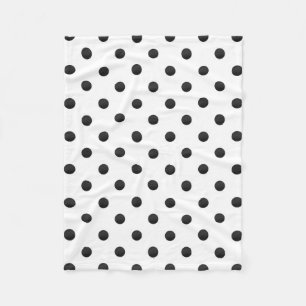 Black and White Watercolor Polka Dots Fleece Blanket