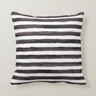 Black and White watercolor stripe pillow