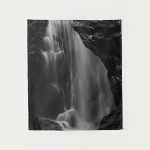 Black and white waterfall long exposure tapestry