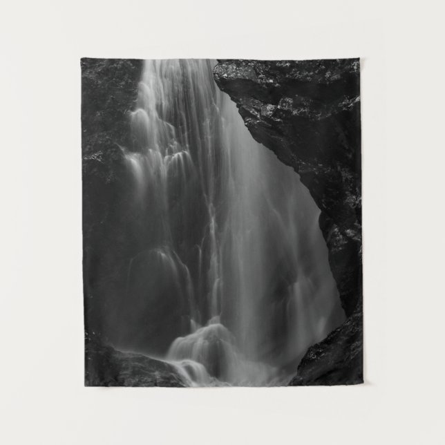 Black and white waterfall long exposure tapestry (Front)