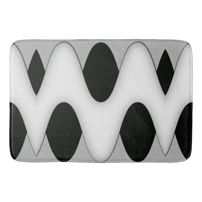 Black and White Wave Bath Mat (Front)