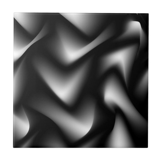 Black and White Wave Design Tile (Front)