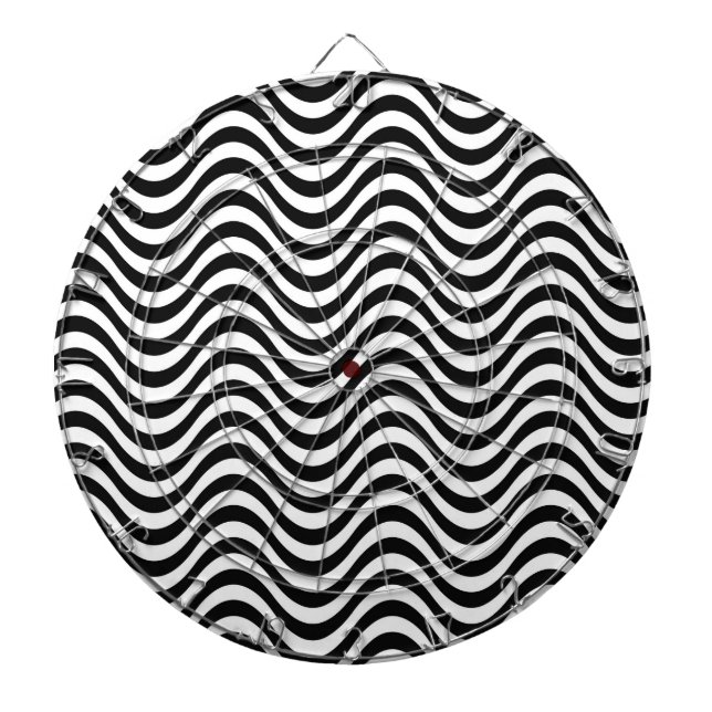 Black and White Waves Dartboard (Front)