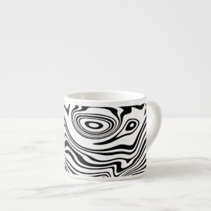 Black and White Waves Pattern Espresso Cup