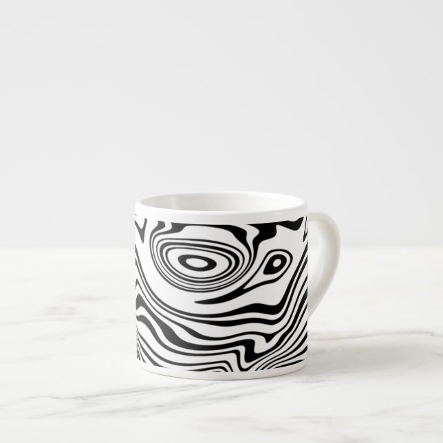 Black and White Waves Pattern Espresso Cup (Front Right)