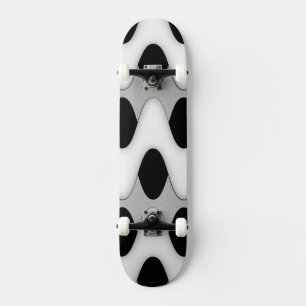 Black and White Waves Skateboard