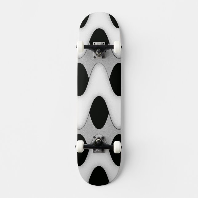 Black and White Waves Skateboard (Front)