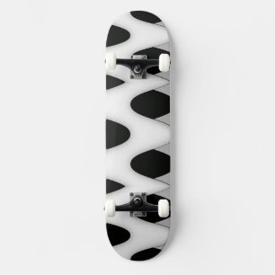Black and White Waves Skateboard