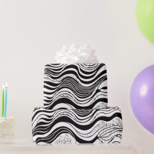 Black and White Wavy Abstract Wrapping Paper