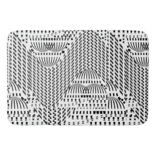 BLACK AND WHITE WAVY BATH MAT