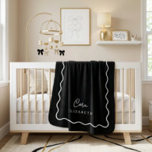 Black and White Wavy Border Monogrammed