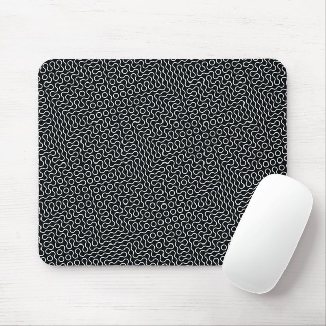Black and White Wavy Lines Design Mouse Pad (With Mouse)