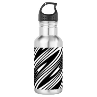 black and white wavy seamless organic pattern 532 ml water bottle