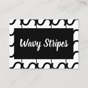 Black and White Wavy Stripe Business Card